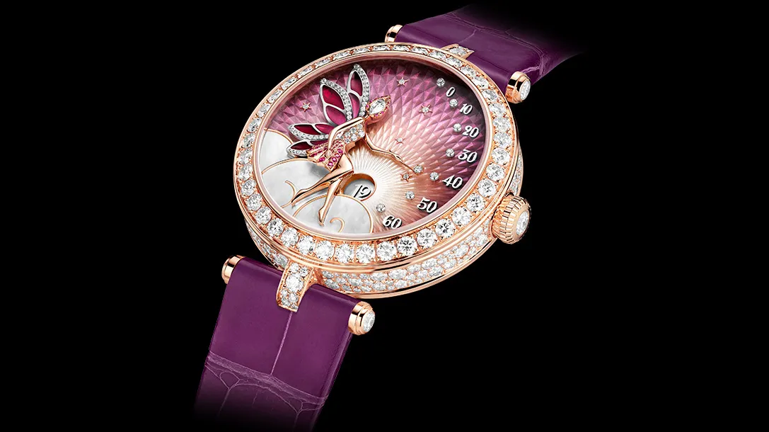 Van Cleef & Arpels LADY FÉERIE Front side angle of the purple strap Watch